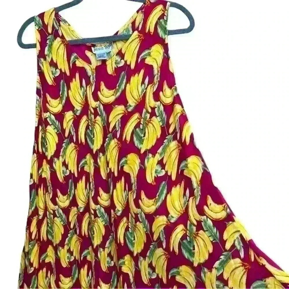 Vintage Jessica Taylor one size fuchsia banana print swim cover up asymmetrical - Picture 4 of 8